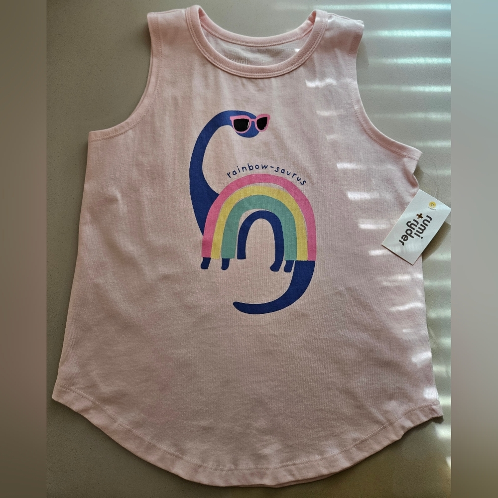 🎈$5 Rumi+Ryder Girls Rainbowsaurus Tank Top